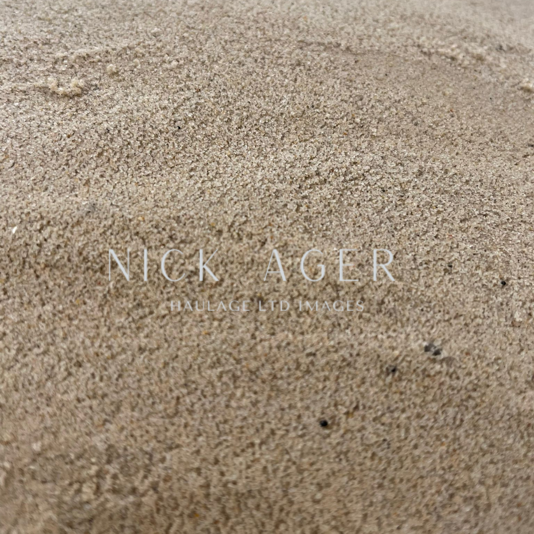 A detailed close-up view of fine sand, showcasing its texture and particle composition.